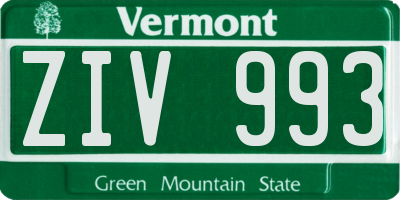 VT license plate ZIV993