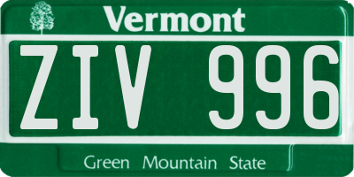 VT license plate ZIV996