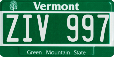 VT license plate ZIV997