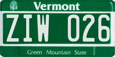 VT license plate ZIW026