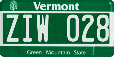 VT license plate ZIW028