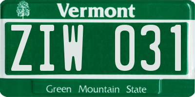 VT license plate ZIW031