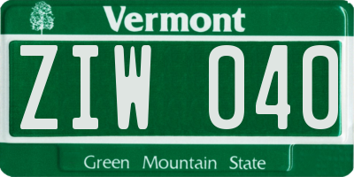 VT license plate ZIW040