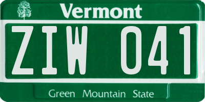 VT license plate ZIW041