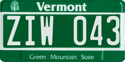 VT license plate ZIW043