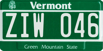 VT license plate ZIW046
