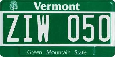 VT license plate ZIW050