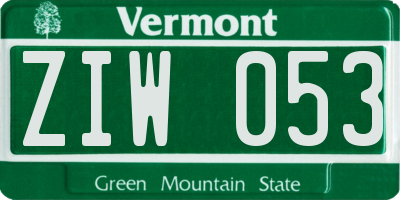 VT license plate ZIW053