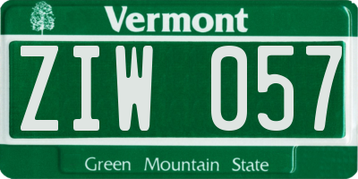 VT license plate ZIW057