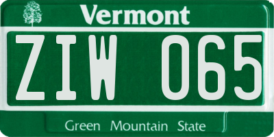 VT license plate ZIW065