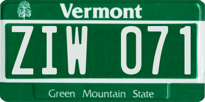 VT license plate ZIW071