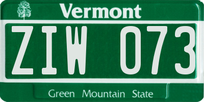 VT license plate ZIW073