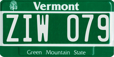 VT license plate ZIW079