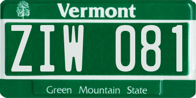 VT license plate ZIW081