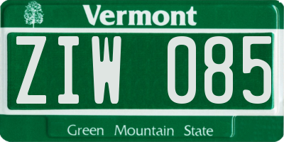 VT license plate ZIW085