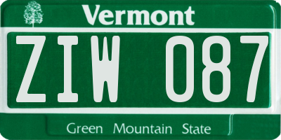 VT license plate ZIW087