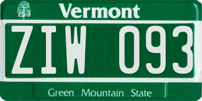 VT license plate ZIW093
