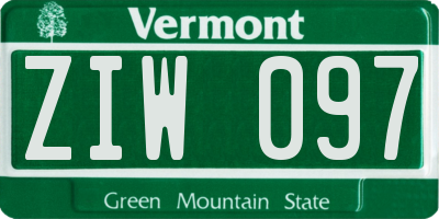VT license plate ZIW097