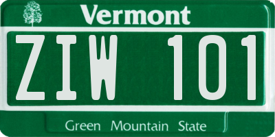 VT license plate ZIW101
