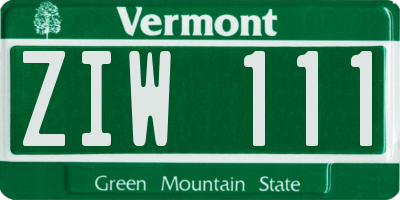 VT license plate ZIW111