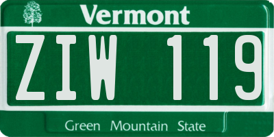 VT license plate ZIW119