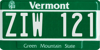 VT license plate ZIW121