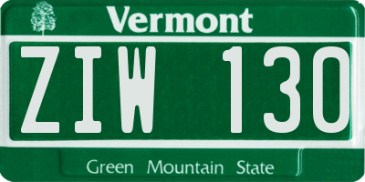 VT license plate ZIW130