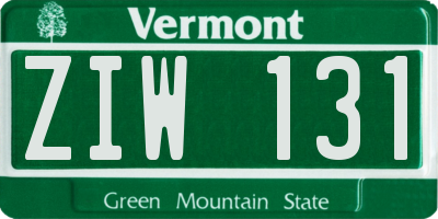 VT license plate ZIW131