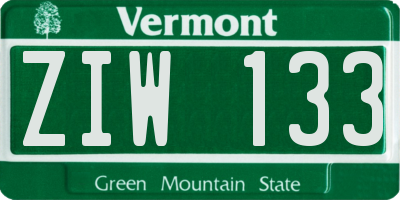 VT license plate ZIW133