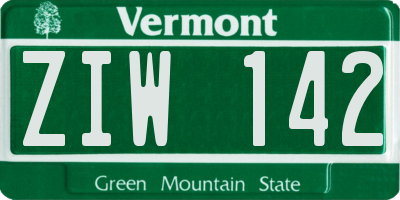 VT license plate ZIW142