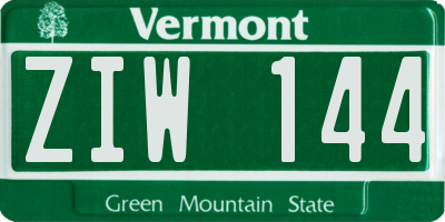 VT license plate ZIW144
