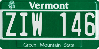 VT license plate ZIW146