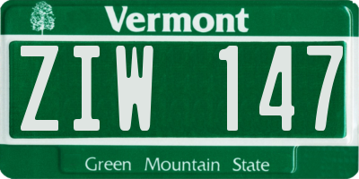 VT license plate ZIW147