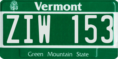 VT license plate ZIW153