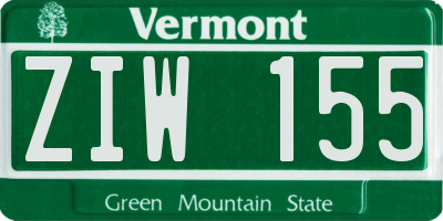 VT license plate ZIW155