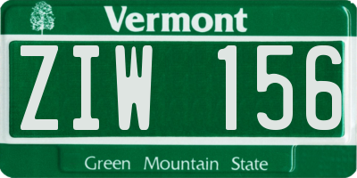 VT license plate ZIW156