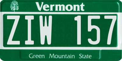 VT license plate ZIW157
