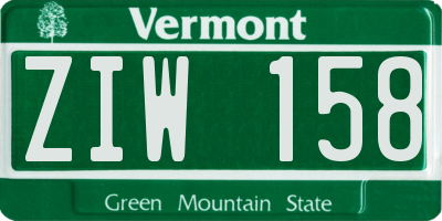 VT license plate ZIW158
