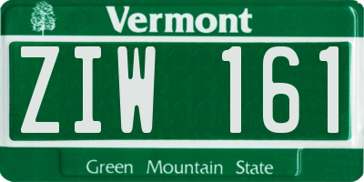 VT license plate ZIW161