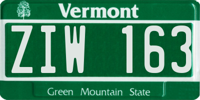 VT license plate ZIW163