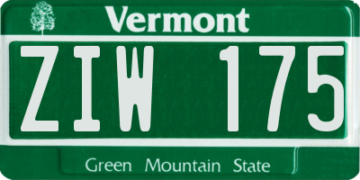 VT license plate ZIW175