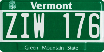 VT license plate ZIW176