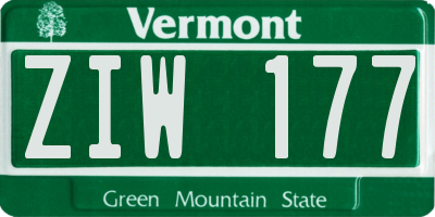 VT license plate ZIW177