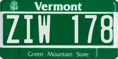 VT license plate ZIW178