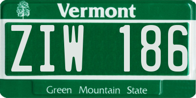 VT license plate ZIW186