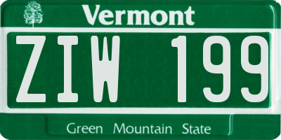 VT license plate ZIW199