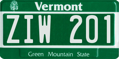 VT license plate ZIW201