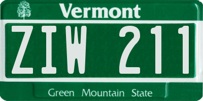 VT license plate ZIW211
