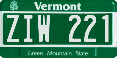 VT license plate ZIW221