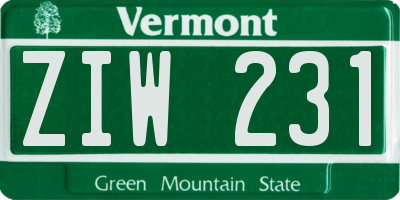 VT license plate ZIW231